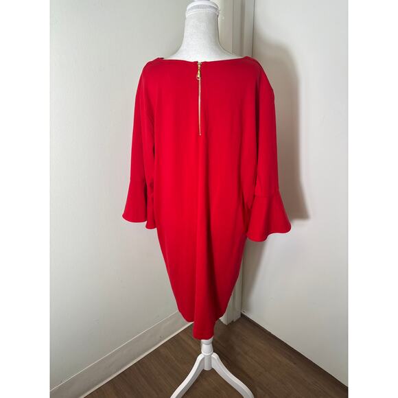 Joan Vass Red Three Quarter Sleeve Shift Dress Size 2X - Picture 3 of 4